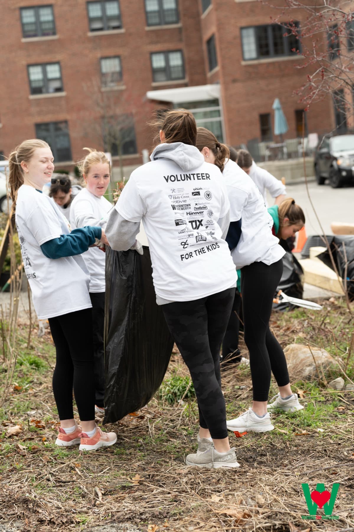 Corporate volunteers working at a sponsored Build Day site